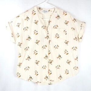 Madewell Bower Popover Shirt Marseille Daisies Cream Floral Top